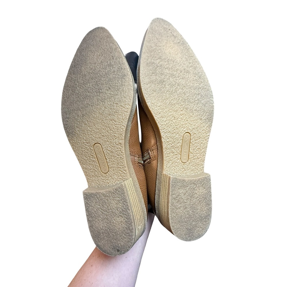 Frye‎ & Co Ilisha Tan Leather Ankle Boots Pointed Toe Side Zip Booties Women 10M - Picture 5 of 10